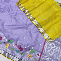 LAVENDER / YELLOW ZARI KOTA SAREE