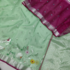 PISTA GREEN / MAROON ZARI KOTA SAREE