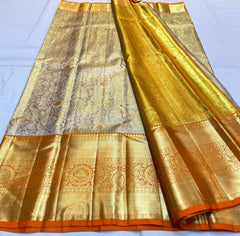 Copy of GOLD FLORAL / GREEN KANCHI TISSUE SAREE