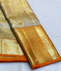 Copy of GOLD FLORAL / GREEN KANCHI TISSUE SAREE