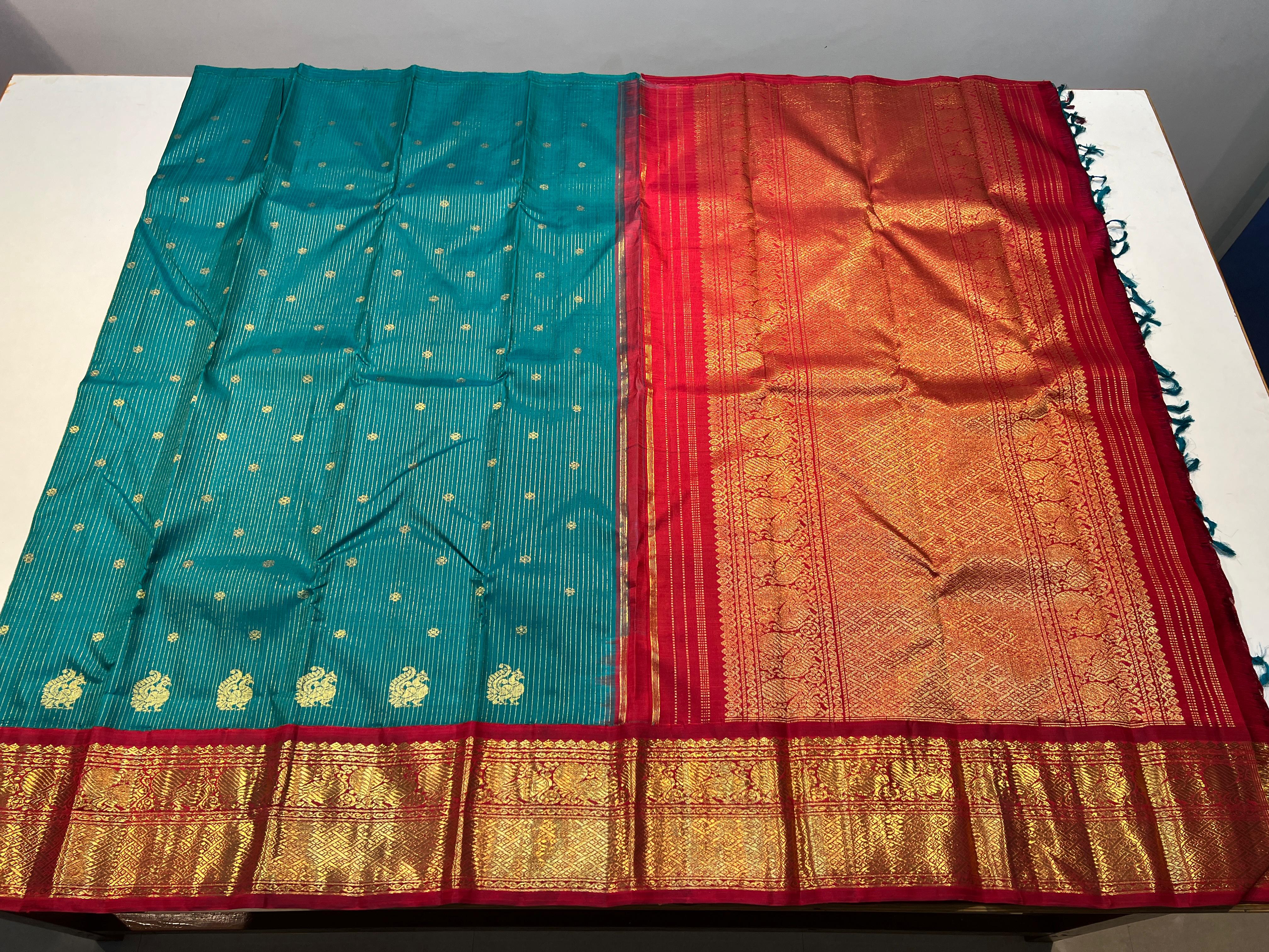 RAMAR GREEN / RED KANCHI SAREE