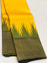 YELLOW / GREEN TEMPLE SILK SAREE