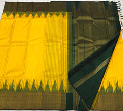 YELLOW / GREEN TEMPLE SILK SAREE