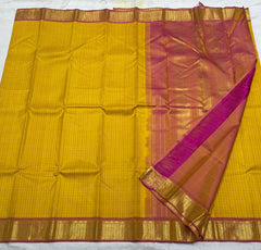 YELLOW / PINK KANCHI SILK SAREE