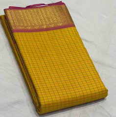 YELLOW / PINK KANCHI SILK SAREE