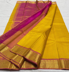 YELLOW / PINK KANCHI SILK SAREE