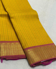 YELLOW / PINK KANCHI SILK SAREE