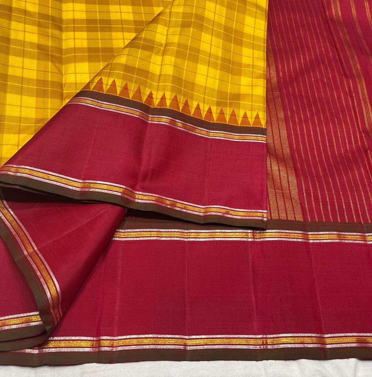 YELLOW / RED KANCHI SILK SAREE