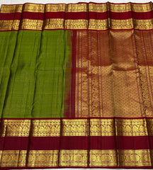 GREEN / MAROON KANCHI SILK SAREE