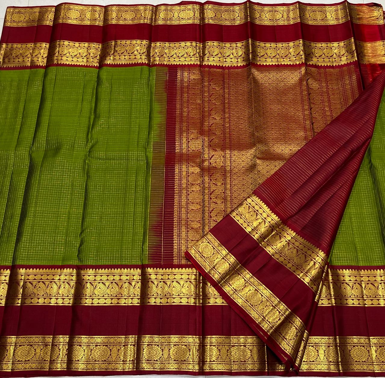 GREEN / MAROON KANCHI SILK SAREE