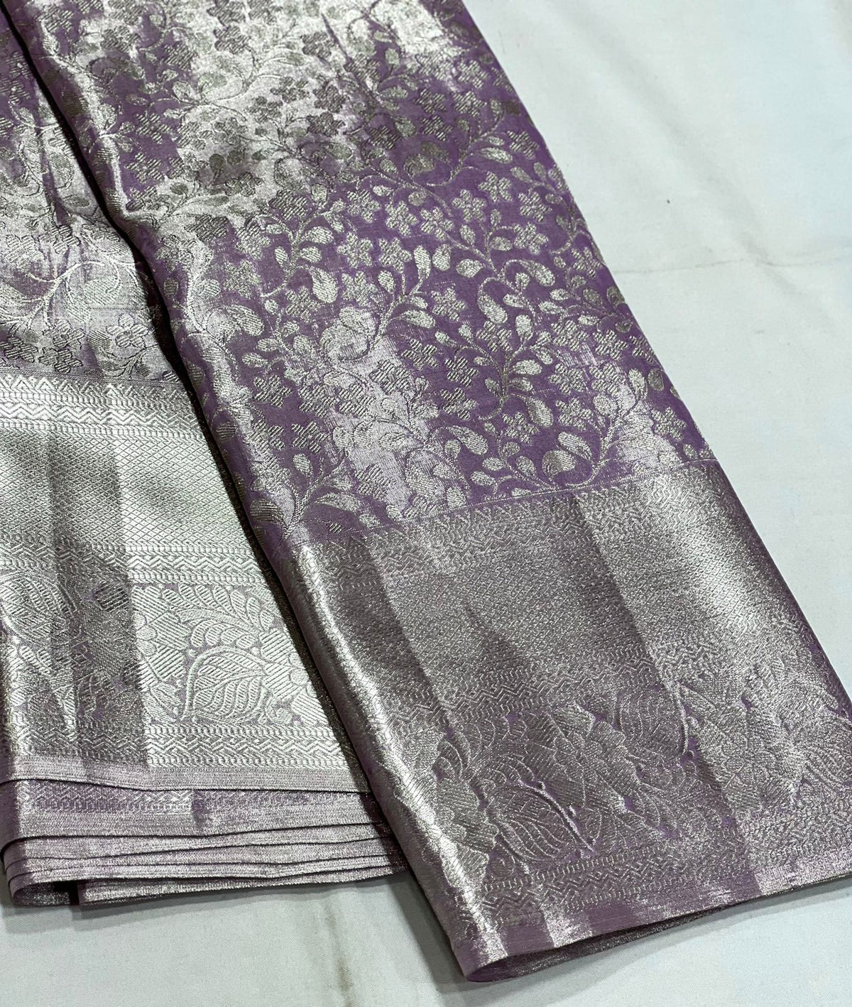 LAVENDER / SILVER KANCHI TISSUE SAREE