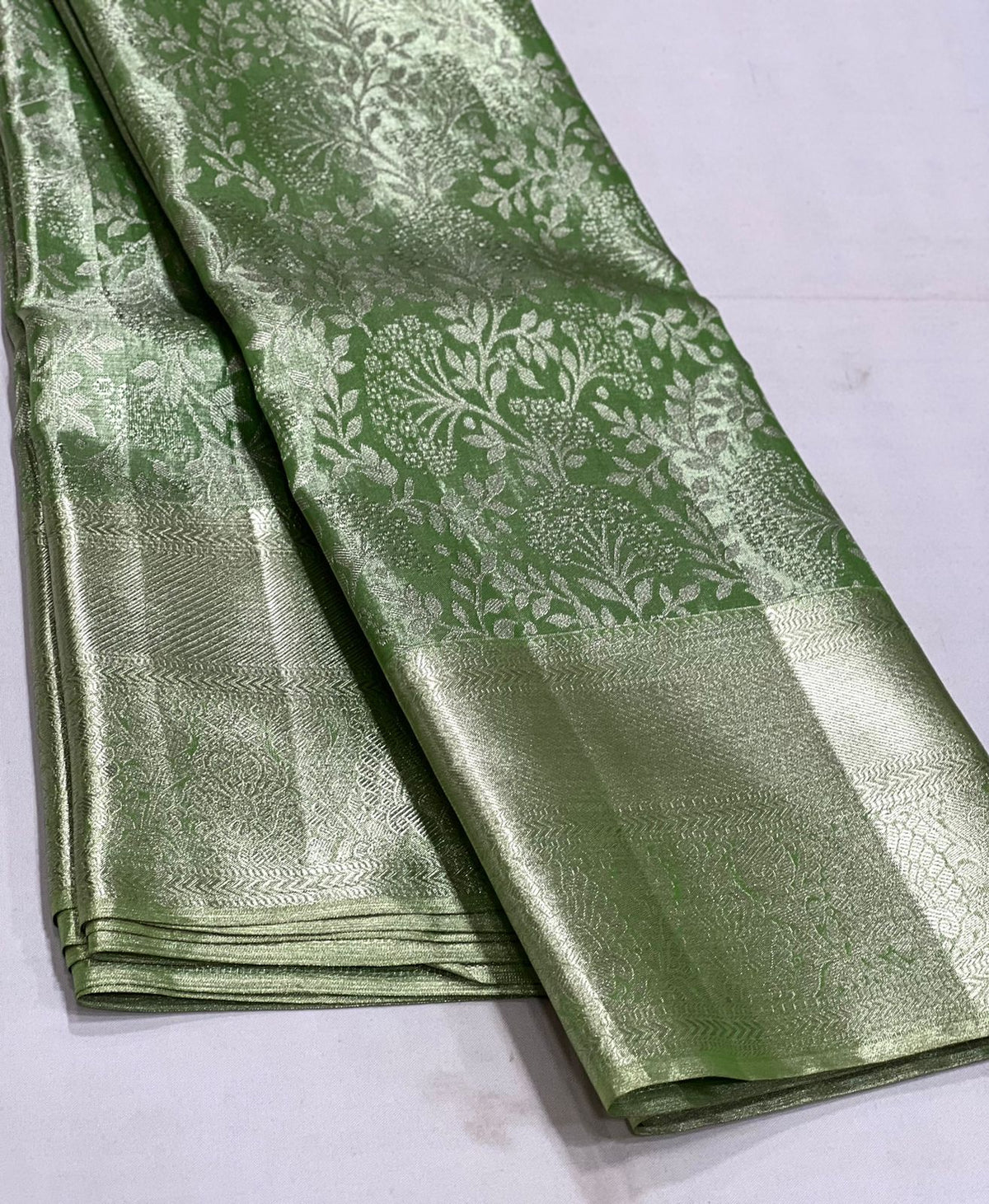 MEHANDI GREEN / SILVER KANCHI TISSUE SAREE