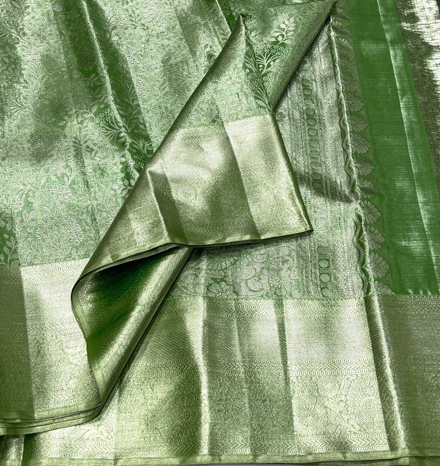 MEHANDI GREEN / SILVER KANCHI TISSUE SAREE