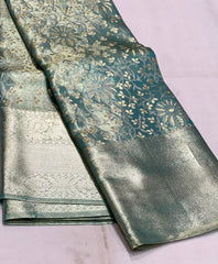 PEACOCK BLUE KANCHI TISSUE SAREE