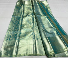 PEACOCK BLUE KANCHI TISSUE SAREE