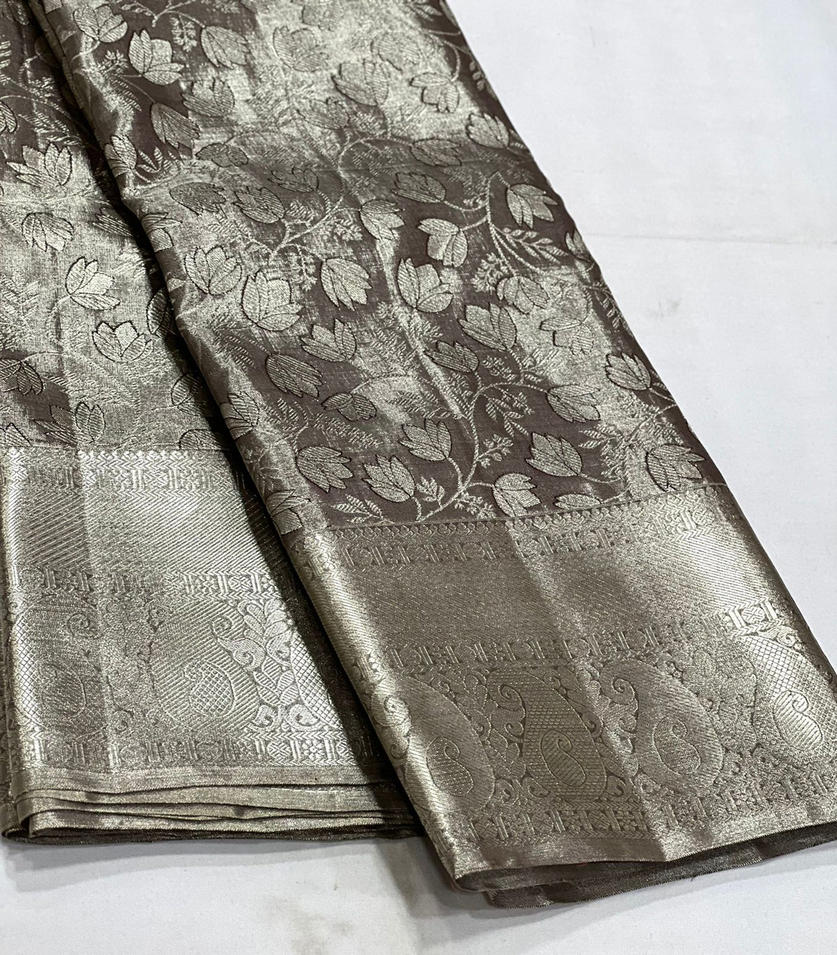 DARK BROWN KANCHI TISSUE SAREE