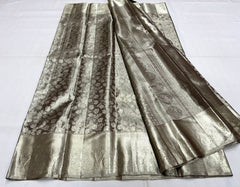 DARK BROWN KANCHI TISSUE SAREE