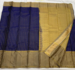 BLUE / CREAM KANCHI SILK SAREE