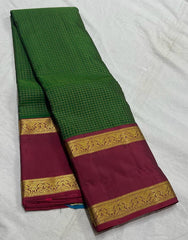 BOTTLE GREEN / RED KANCHI SILK SAREE