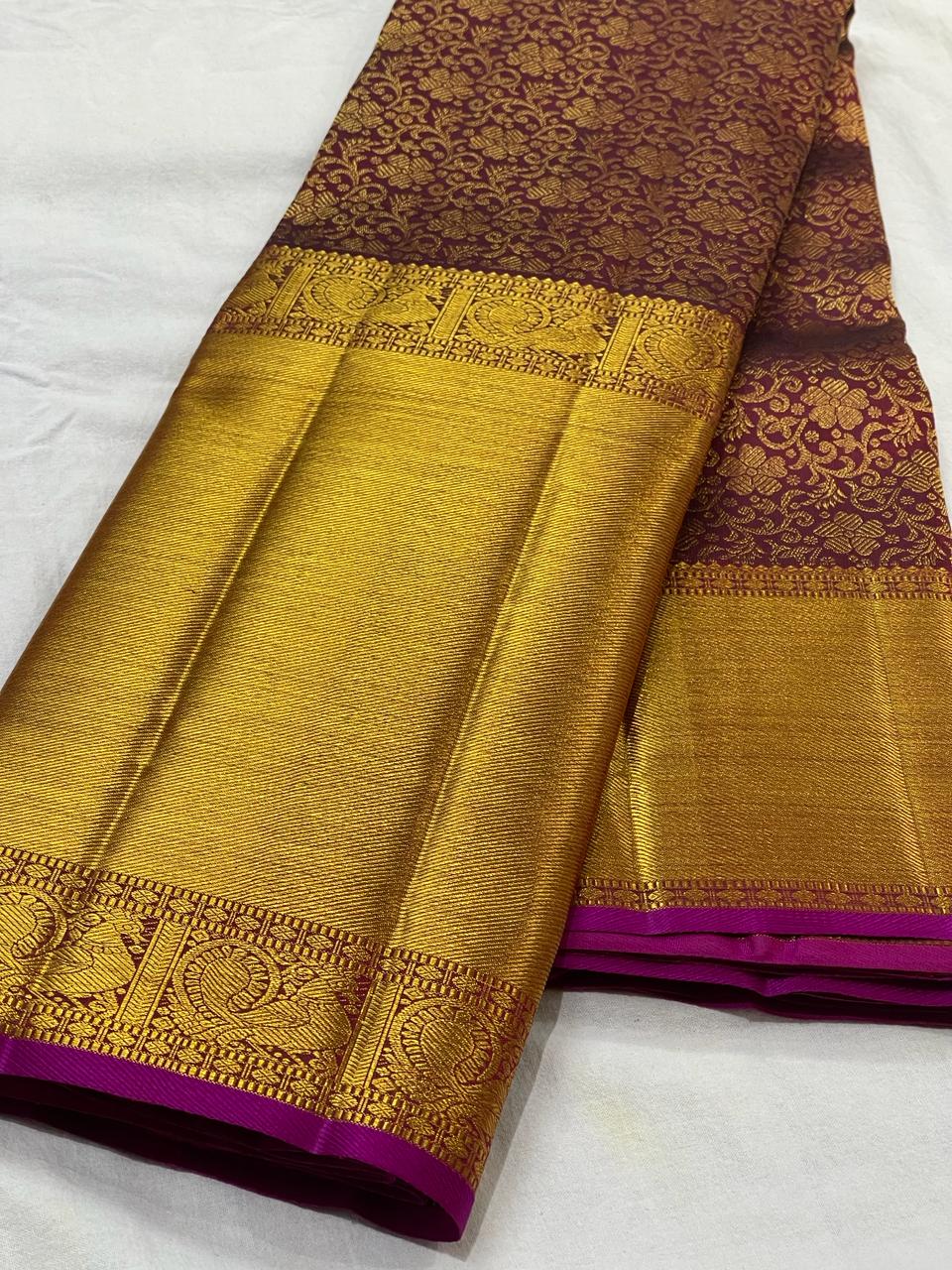 DARK PURPLE / GOLD KANCHI SAREE