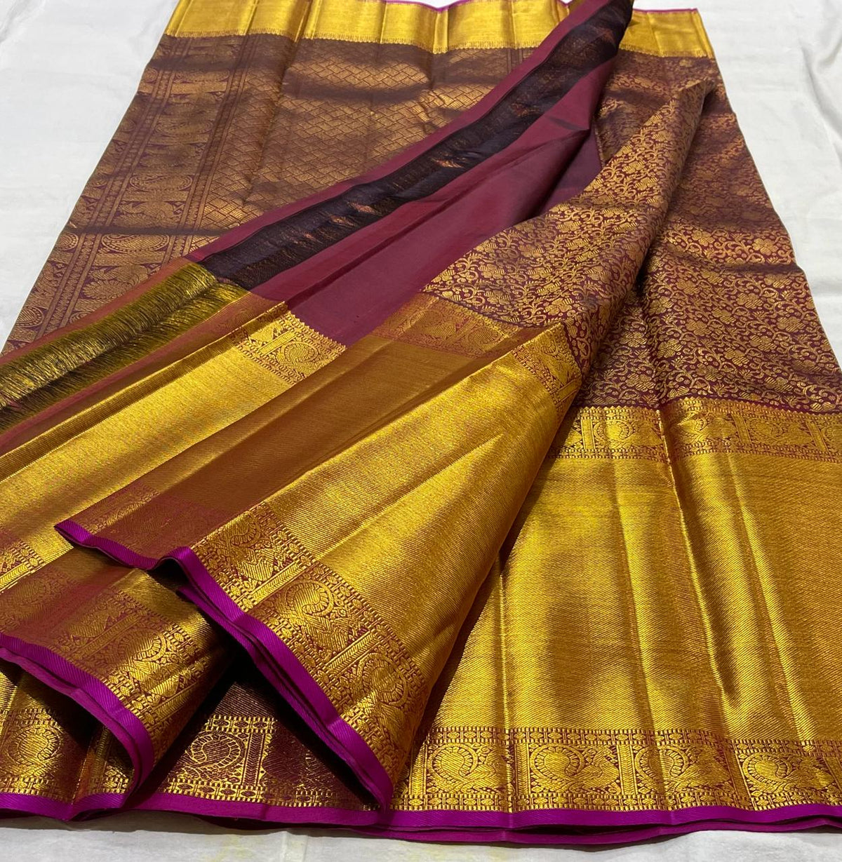 DARK PURPLE / GOLD KANCHI SAREE