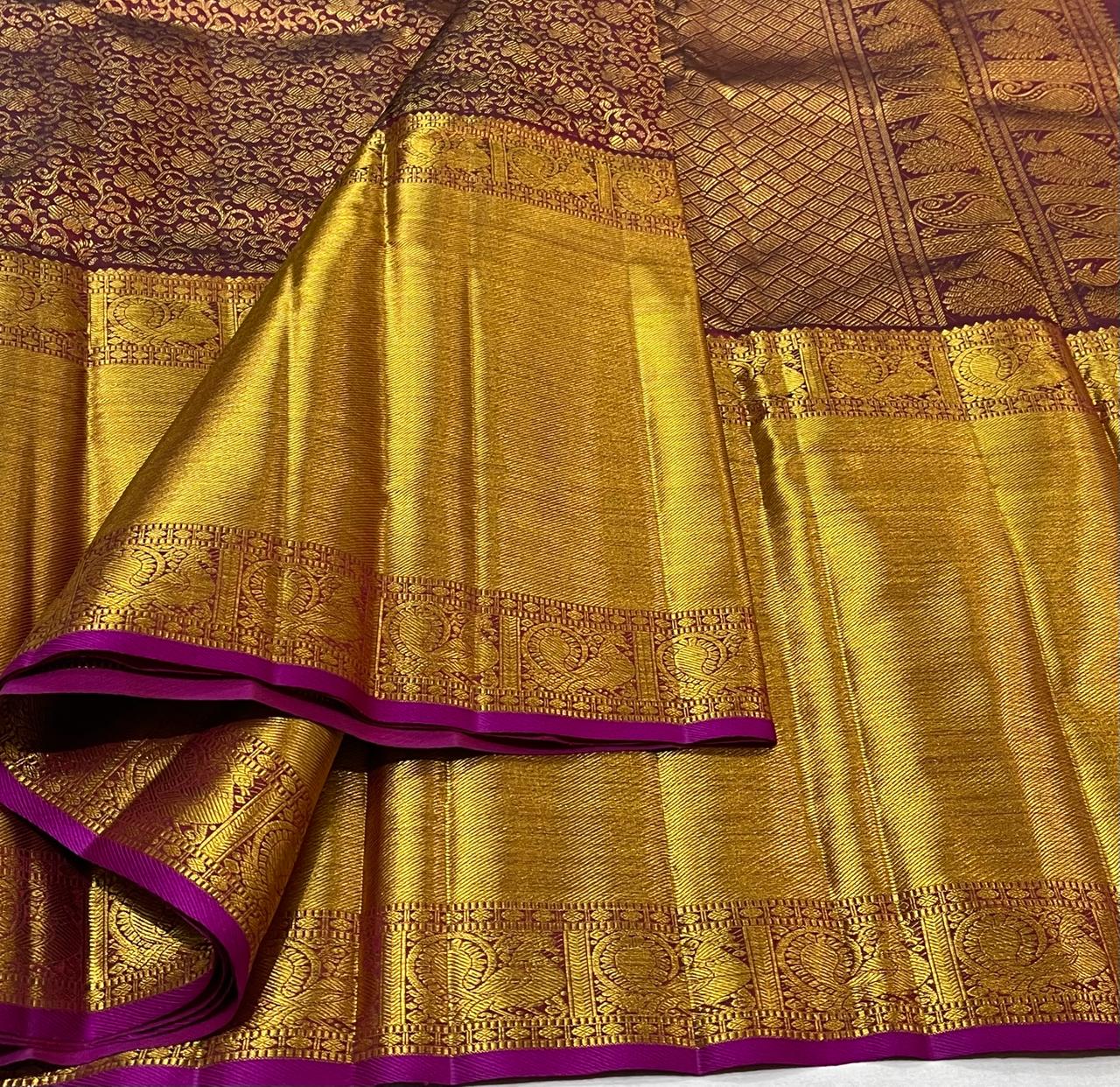 DARK PURPLE / GOLD KANCHI SAREE