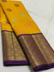 YELLOW / VIOLET KANCHI SILK SAREE