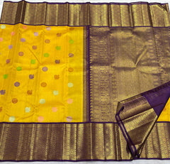 YELLOW / VIOLET KANCHI SILK SAREE