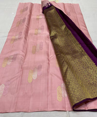 PEACH PINK / PURPLE BOARDERLESS KANCHI SAREE