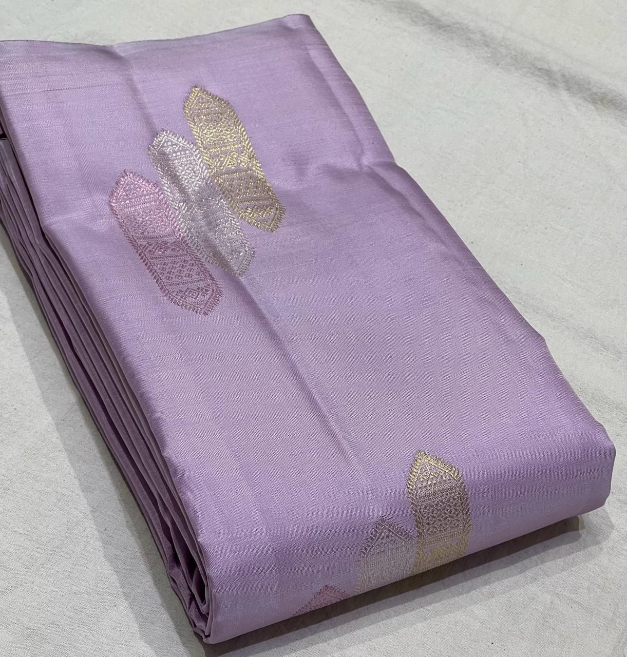 LILAC / PUPLE BOARDERLESS KANCHI SAREE