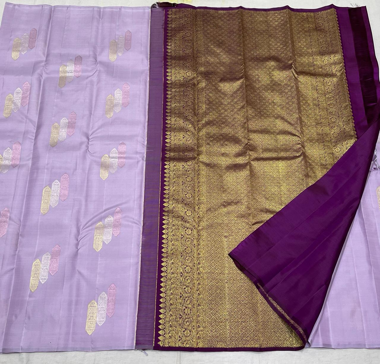 LILAC / PUPLE BOARDERLESS KANCHI SAREE