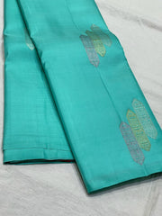 MINT BLUE / MAROON BOARDERLESS KANCHI SAREE