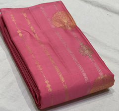 PINK / BOTTLE GREEN  BOARDERLESS KANCHI SAREE