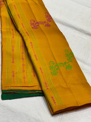 MUSTURD YELLOW / GREEN BOARDELESS KSNCHI SAREE