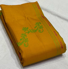 MUSTURD YELLOW / GREEN BOARDELESS KSNCHI SAREE