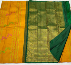 MUSTURD YELLOW / GREEN BOARDELESS KSNCHI SAREE