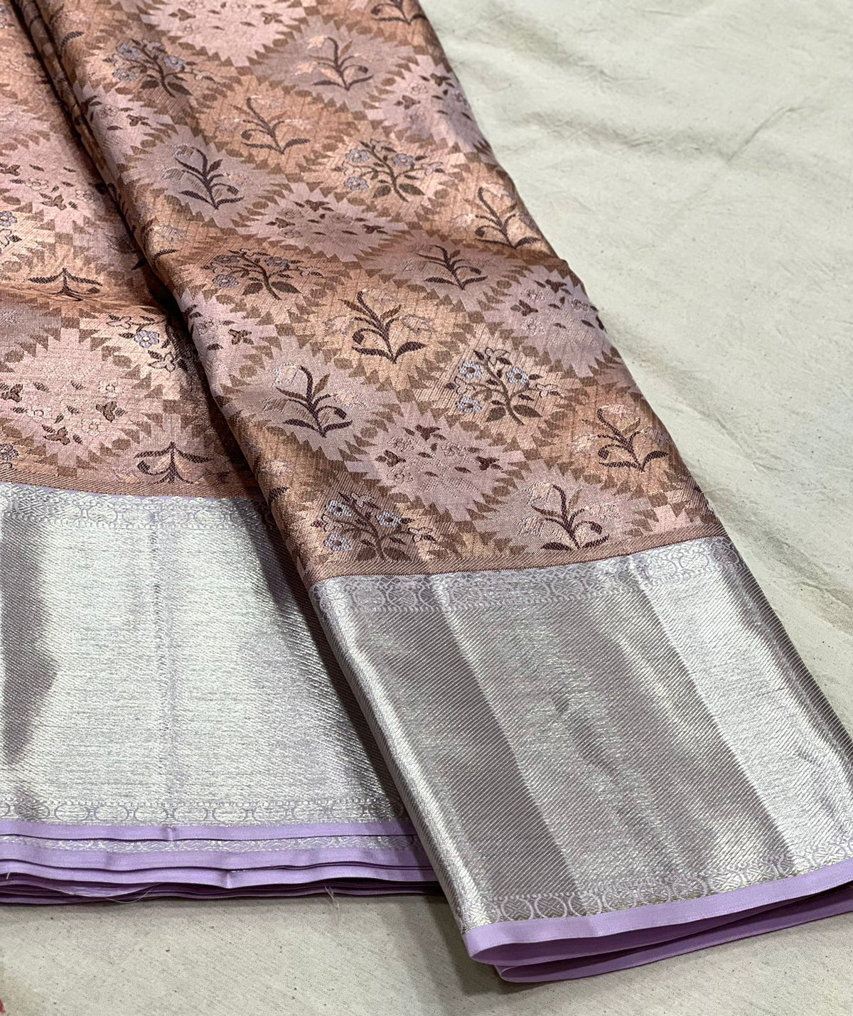 COPPER / SILVER KANCHI TISSUE SAREE