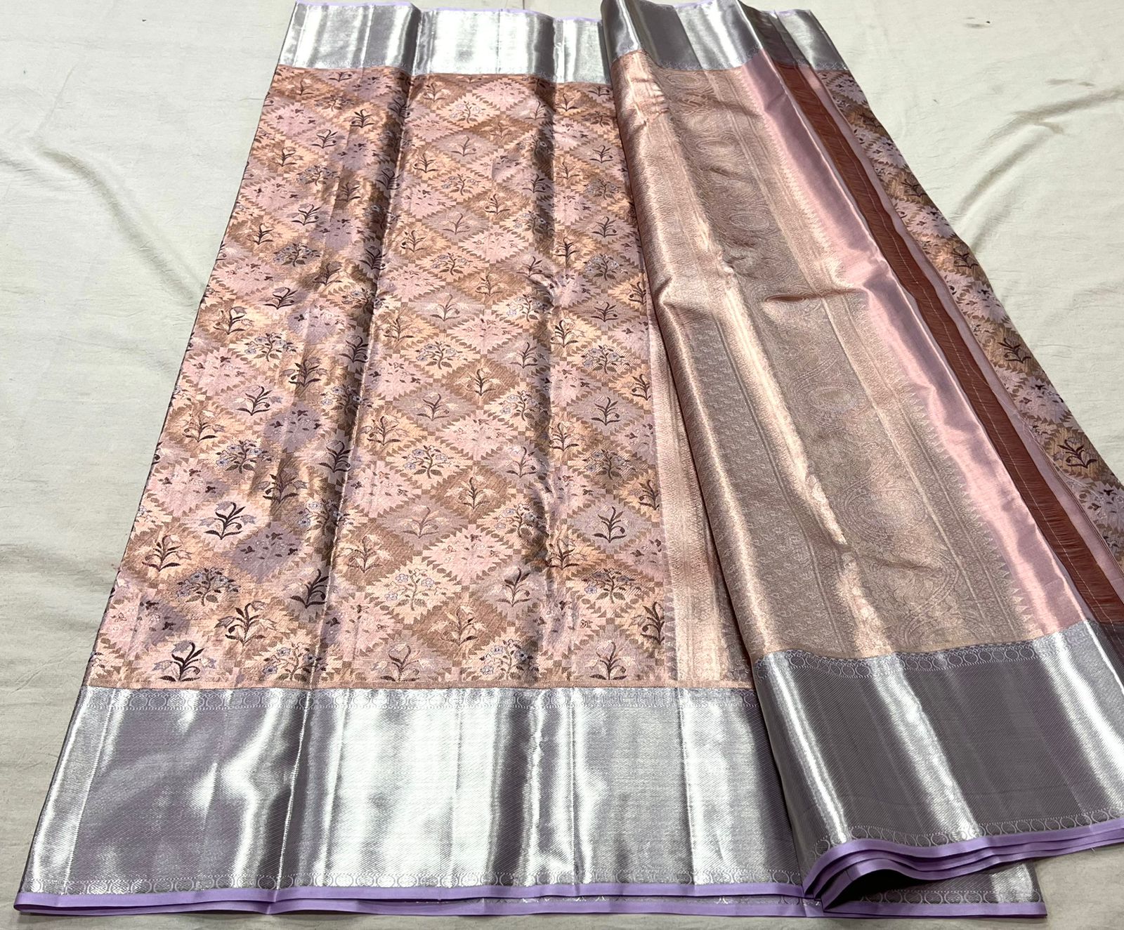 COPPER / SILVER KANCHI TISSUE SAREE