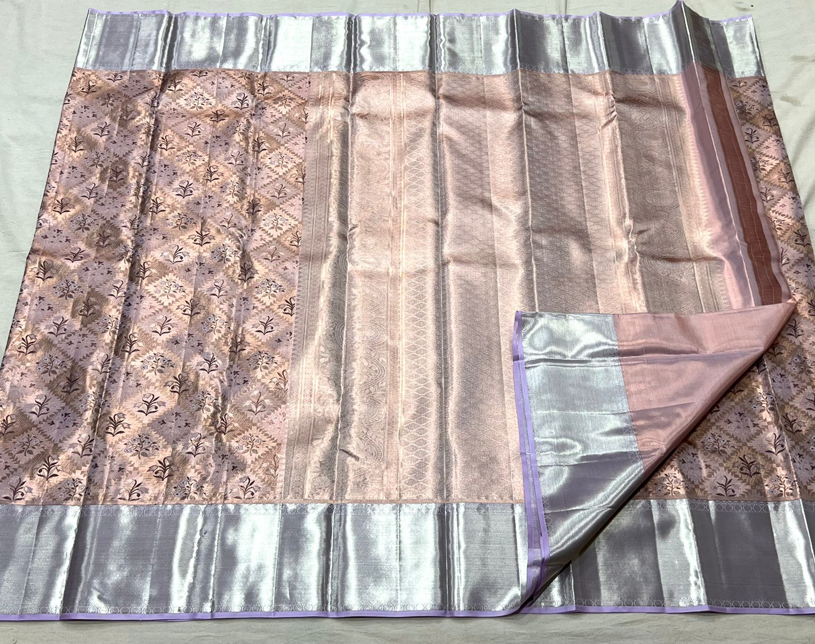 COPPER / SILVER KANCHI TISSUE SAREE