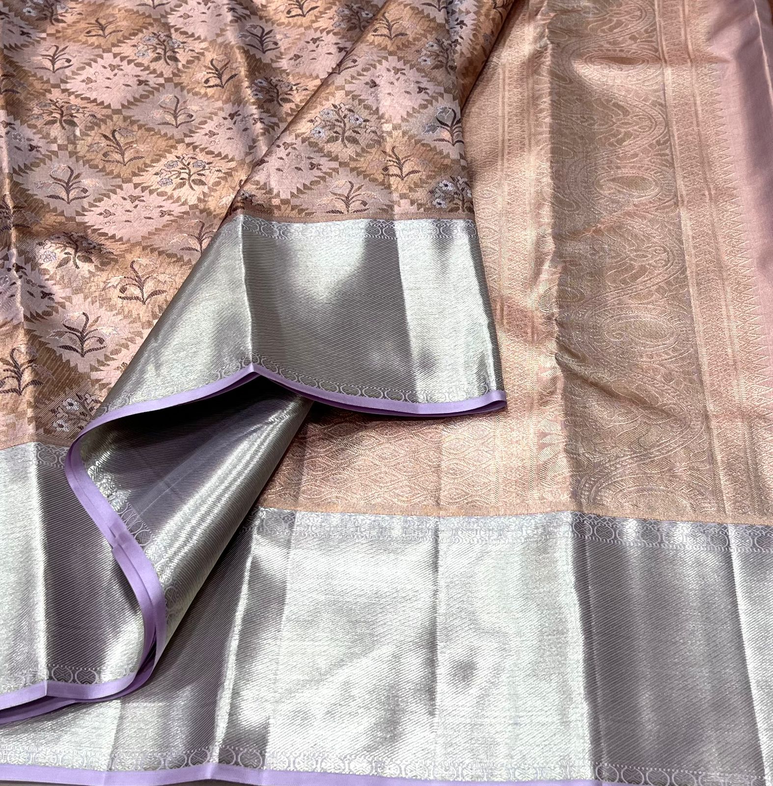 COPPER / SILVER KANCHI TISSUE SAREE