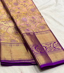 GOLD / VIOLET KANCHI TISSUE SAREE