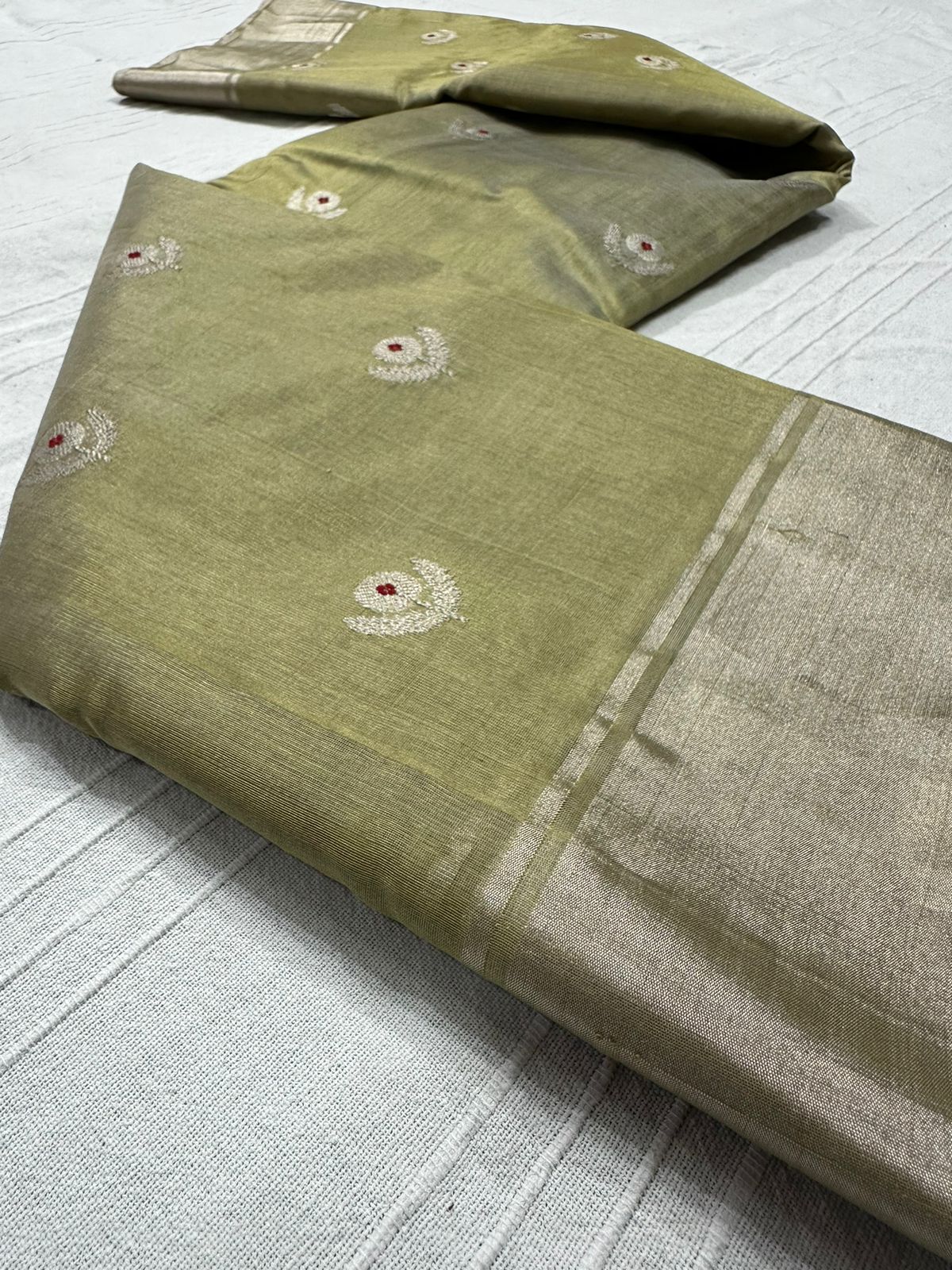 BRONZE YELLOW CHANDERI SAREE