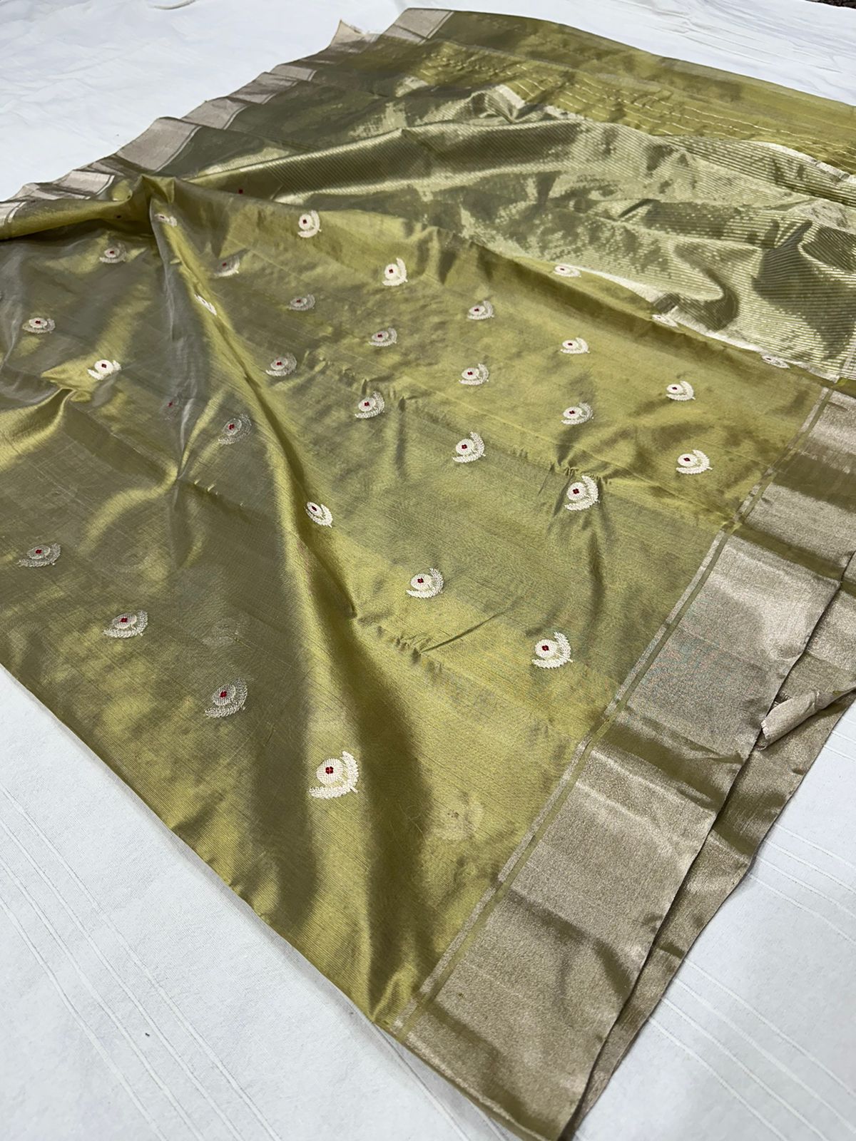 BRONZE YELLOW CHANDERI SAREE