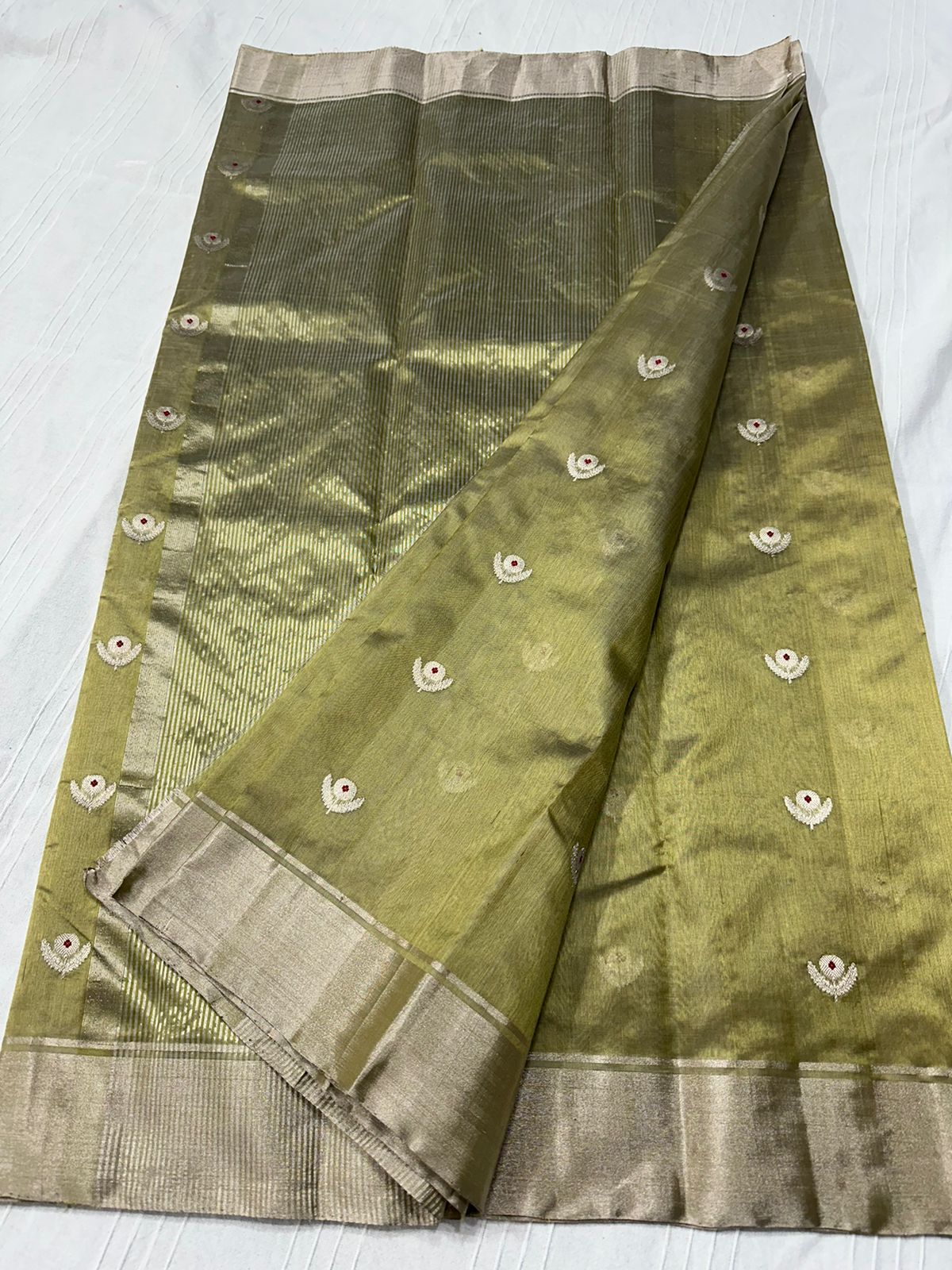 BRONZE YELLOW CHANDERI SAREE