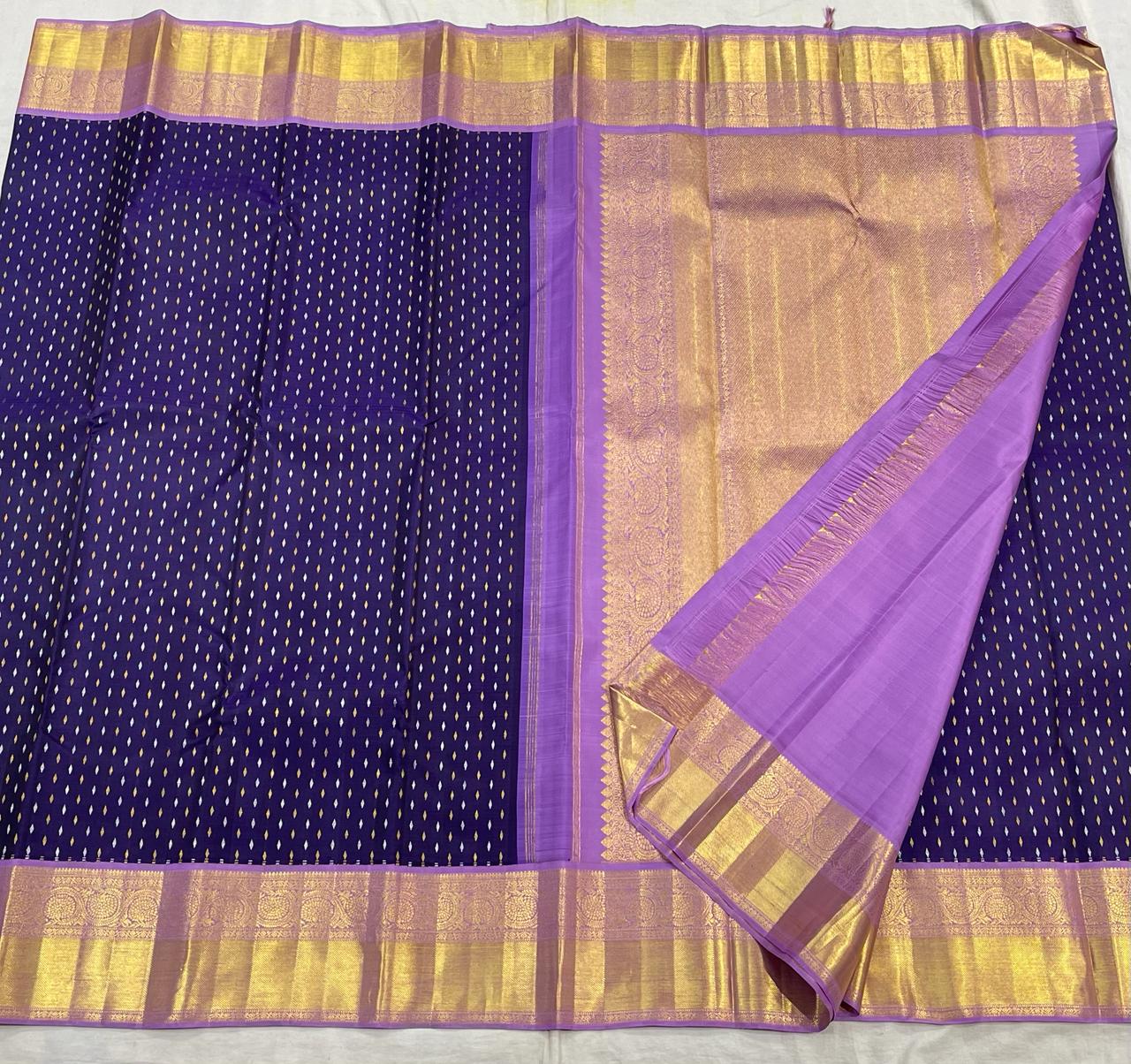 NAVY BLUE / LAVENDER KANCHI SAREE