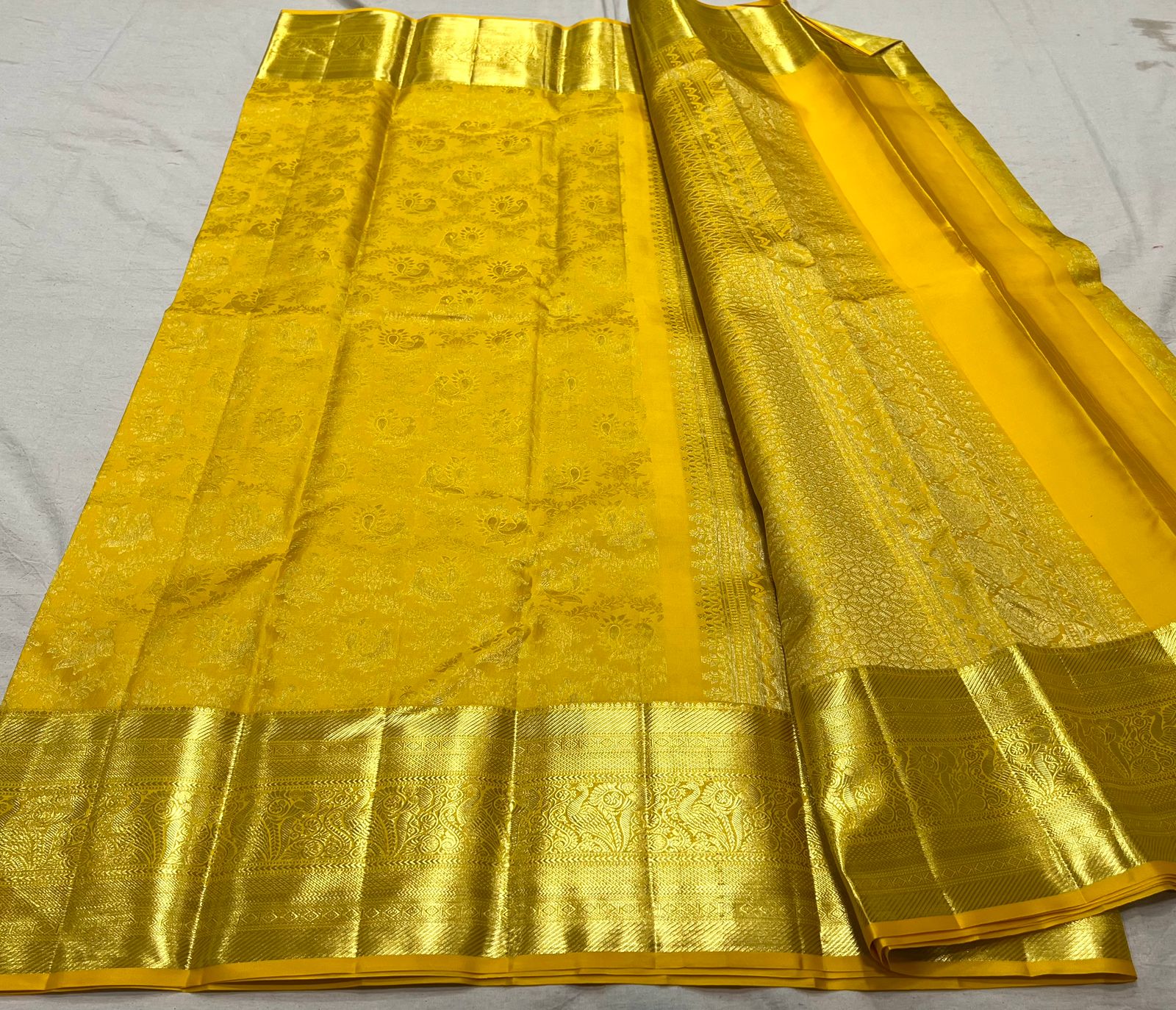 MUSTURD YELLOW KANCHI SAREE