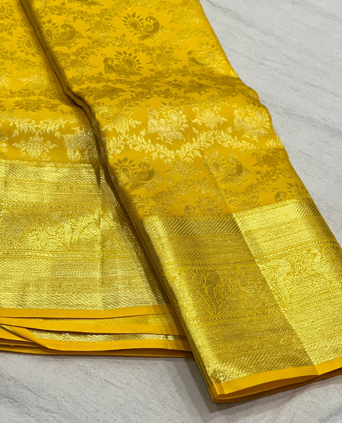 MUSTURD YELLOW KANCHI SAREE