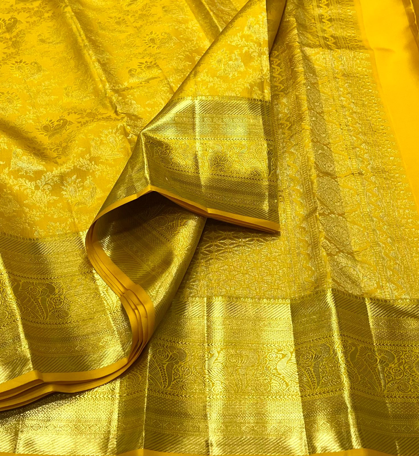 MUSTURD YELLOW KANCHI SAREE