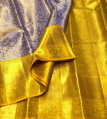 COPPER / MUSTURD YELLOW KANCHI TISSUE SAREE