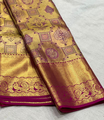 GOLD / PINK KANCHI TISSUE SAREE